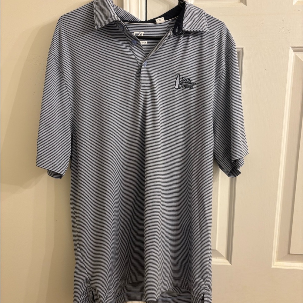 Men's Striped East Lake, Coca Cola Polo Shirt | Blue | Large